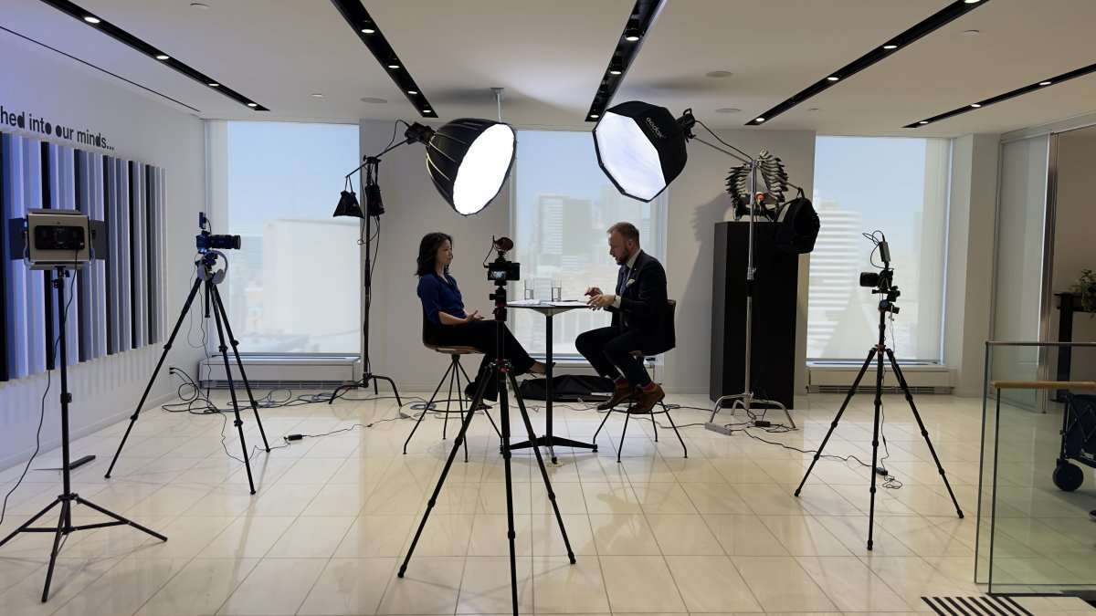Multi-camera production setup at Munich Re office